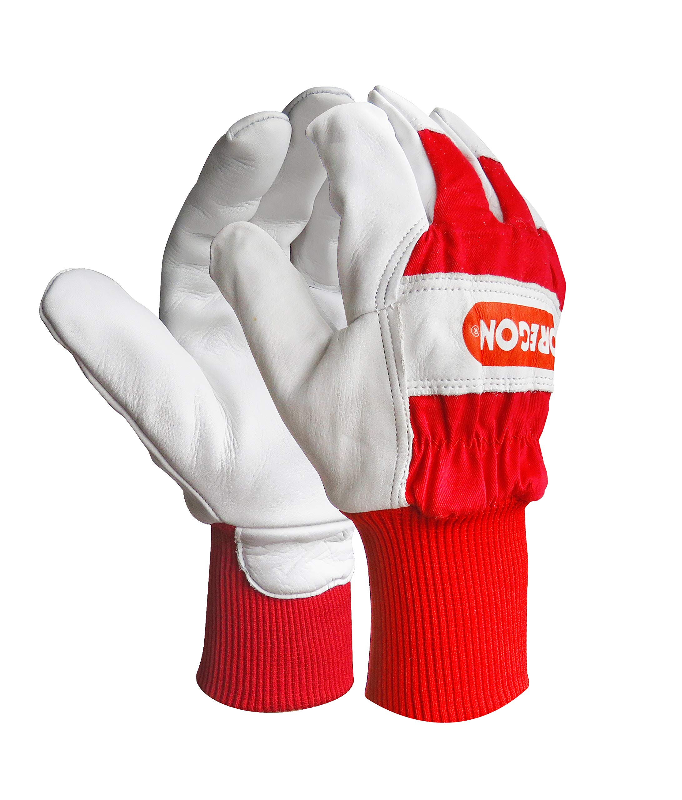 Oregon Fabric & Leather Work Gloves, Stretch Leather Material with Stretch Wrist, Indoor & Outdoor PPE Gloves for Men & Women, Heavy Duty Gardening & DIY Hand Protection - One Size (L)