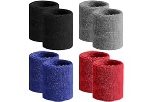 BEACE Sweatbands Sports Wristband for Men & Women -8pcs Moisture Wicking Athletic Cotton Terry Cloth Sweatband for Tennis, Basketball, Running, Gym, Working Out