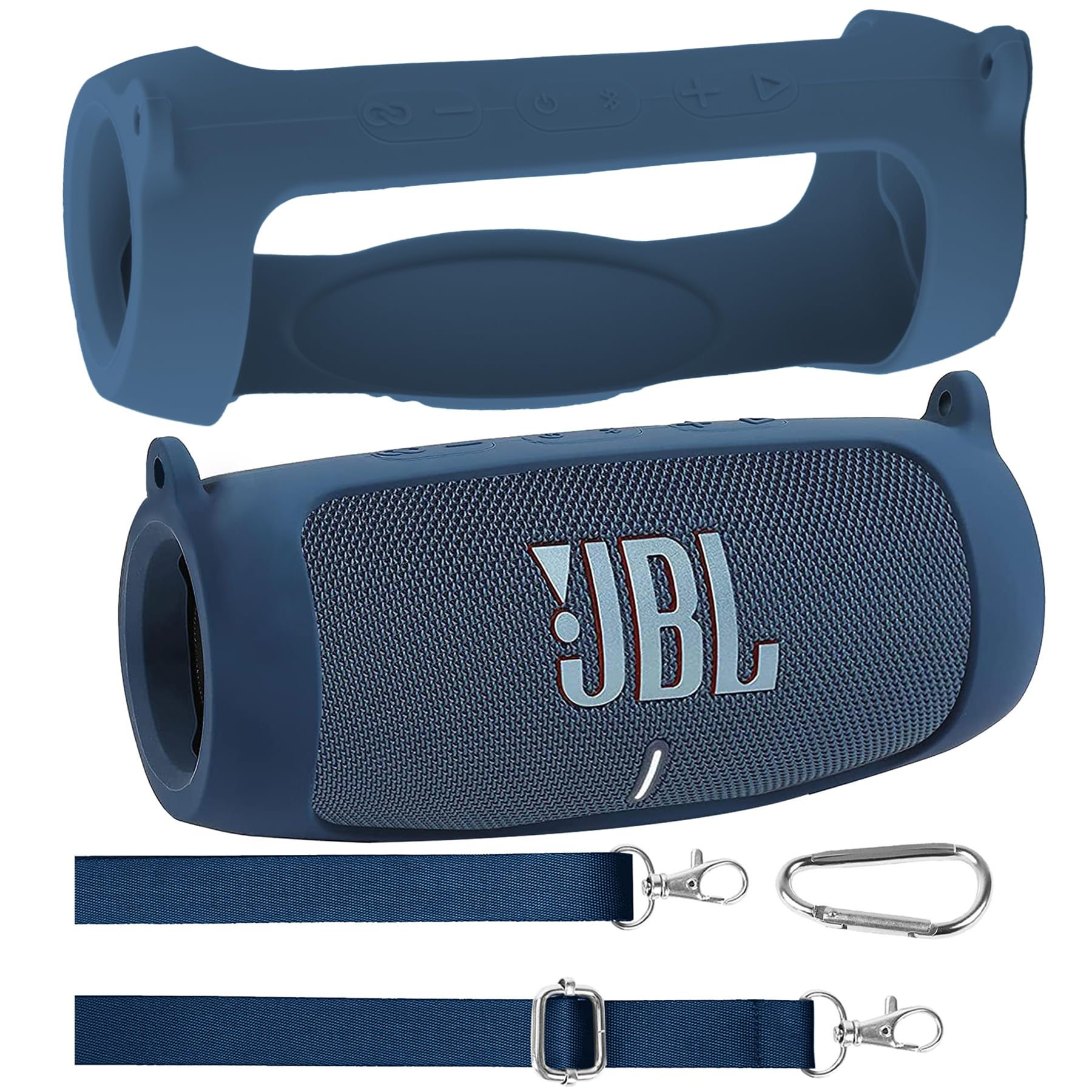 co2CREA Case Silicone for JBL Charge 5 WiFi and Portable Bluetooth Speaker, Portable Ultra-light Protective Sleeve with Carabiner and Shoulder Strap (Speaker and Accessories not Included)