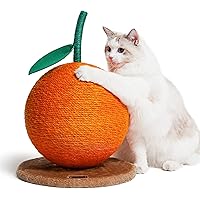 VETRESKA Orange Cat Scratching Post, Cat Scratcher with Sisal Rope, Vertical Cat Scratch Post for Cat, Kitten