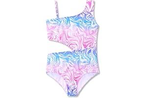 Dvenki Girls One Piece Leopard Print Swimsuits - Bathing Suit with Adjustable Straps Palm Tree Print Swimwear Size 6X-16