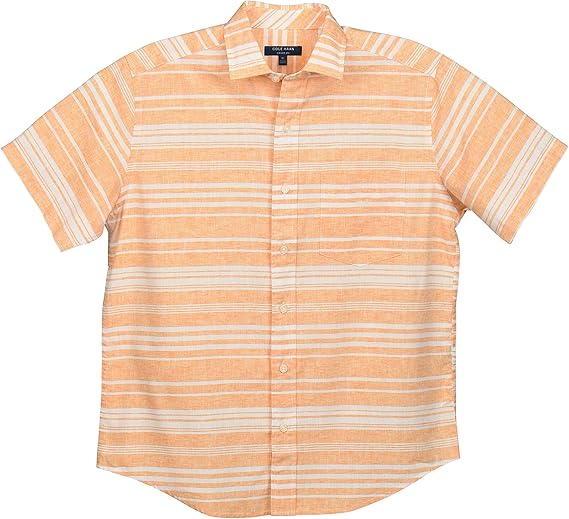 Cole Haan Men's Short Sleeve Linen Button Down Shirt Amazon.co.uk
