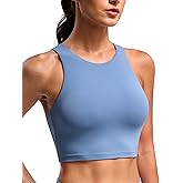 BAYDI Clouduxi High Neck Sports Bras for Women - Padded Workout Tank Tops with Built in Bra Racerback Gym Yoga Crop Top