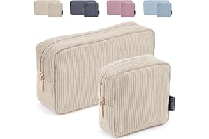 MAGEFY 2 Pcs Makeup Bag Small Makeup Bag for Purse Corduroy Makeup Pouch for Girls Cosmetic Bag for Women