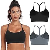 OBICUM Women's Y-Back Sports Bra - Light Support Yoga Bra Removable Padded Spaghetti Straps for Low-Impact Workouts