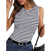 SOLY HUX Women's Tank Tops Striped Sleeveless Ribbed Slim Fitted Tank Slim Knit Basic Casual Cami Tanks