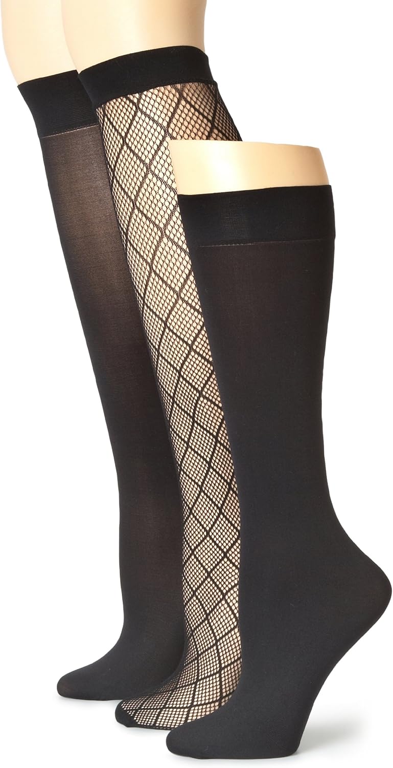 Nine West Women's 3 Pack Assorted Trouser Socks, Black, 610.5 at Amazon Women’s Clothing store
