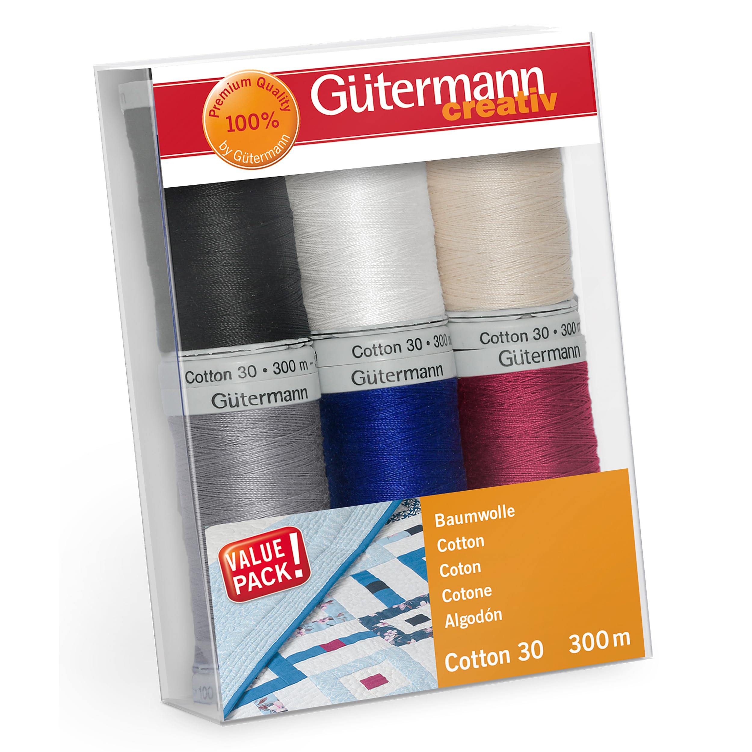 Gütermann creativ Sewing Thread Set with 6 spools Cotton 30 300 m in Different Colours