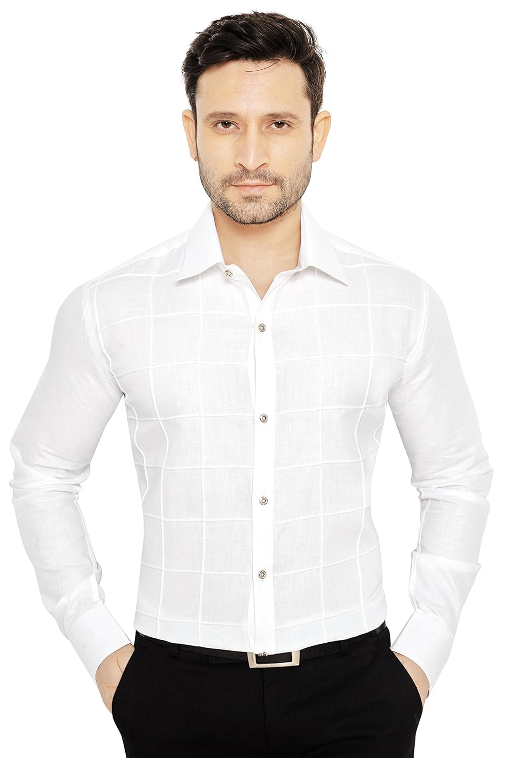 global rang men's linen tuxedo shirt