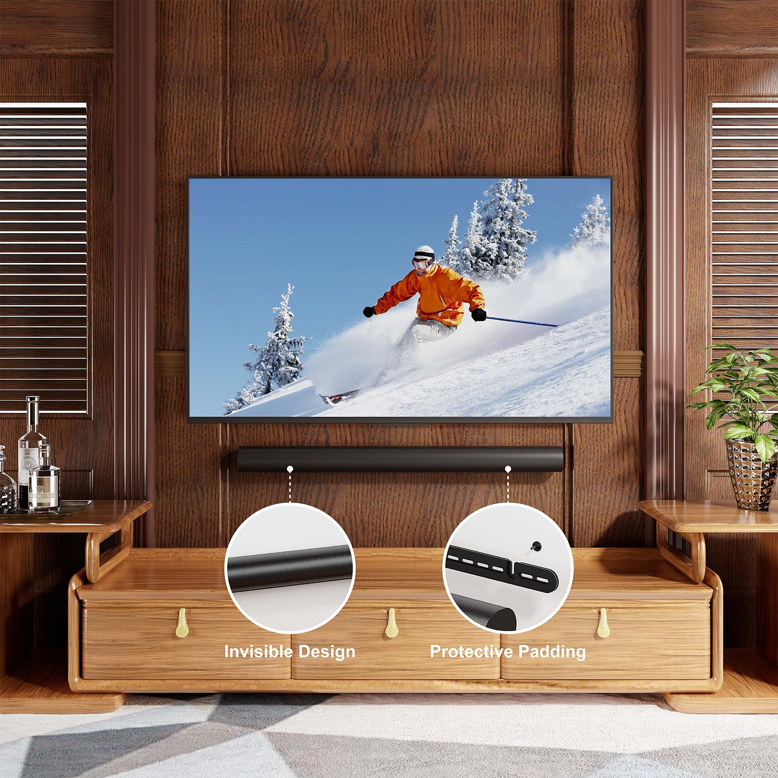 WALI Soundbar Mount for Sonos Arc and Sonos Arc Ultra - Sound bar Wall Mount Bracket, Minimalist Design, Perfect for Under TV Installation, Black