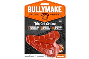 BULLYMAKE Red Tough Chew Steak Toy for Dogs, Durable Nylon Dog Toys for Aggressive Chewers, Dental Stimulating, Tough Chewers, Boredom Busting, Made in USA