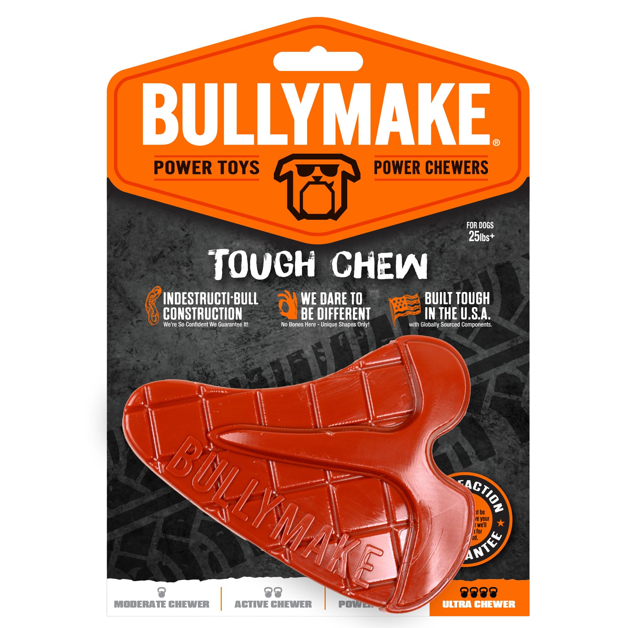Photo 1 of BULLYMAKE Red Tough Chew Steak Toy for Dogs, Durable Nylon Dog Toys for Aggressive Chewers, Dental Stimulating, Made in USA