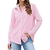 LOMON Button Down Shirt for Women Spring Summer Tops Long Sleeve Business Dressy Casual Blouses Collared Work Outfits Clothes