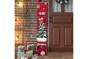 Chitidr Christmas Porch Sign for Front Door Wooden Standing Vertical Porch Sign Rustic Merry Christmas Decor for Farmhouse Door Decoration, 47" H