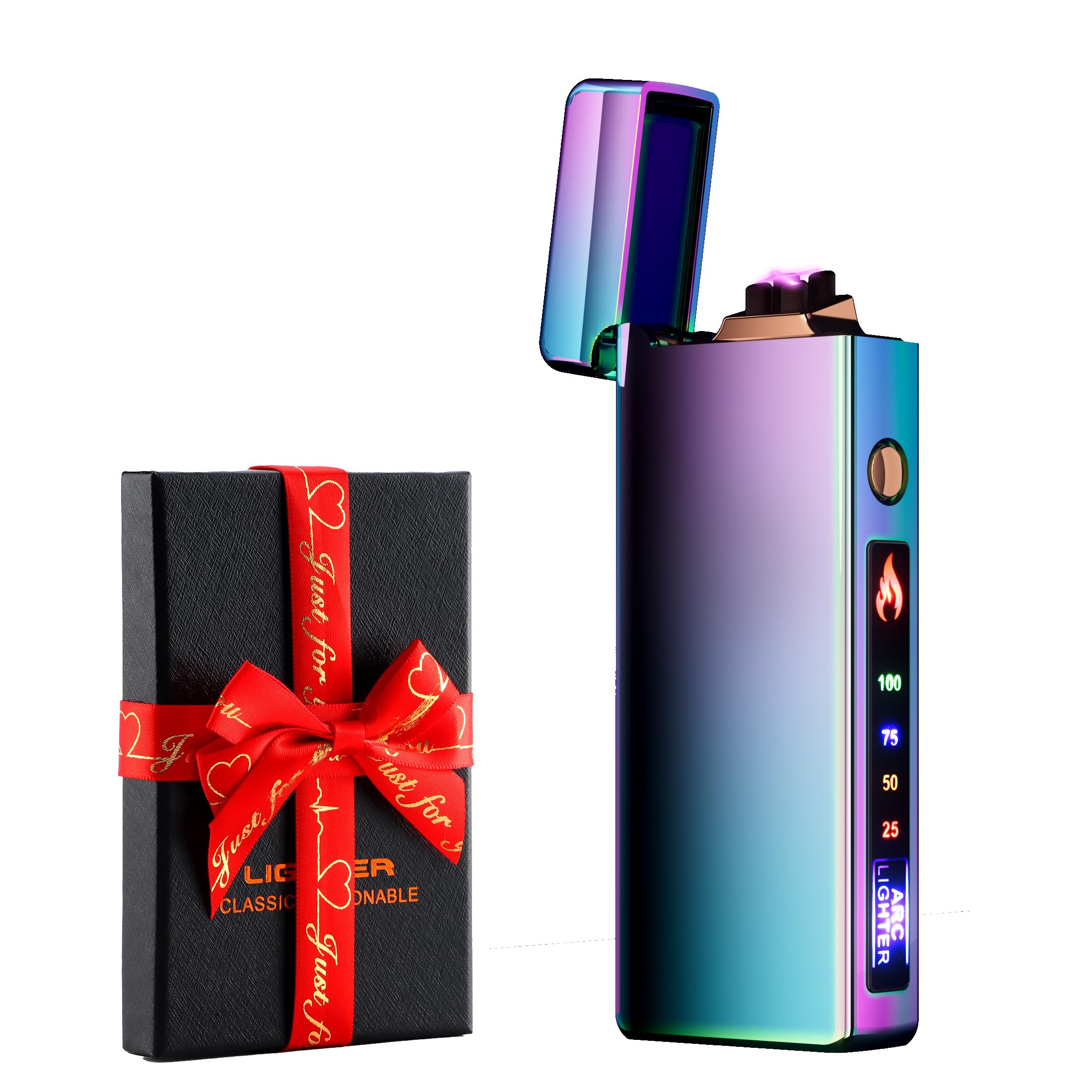 dachance Custom Personalized Cool Lighter Electric Gift Windproof USB Rechargeable Dual Arc for Camping Valentine's Day Gift (Magic) — image 1