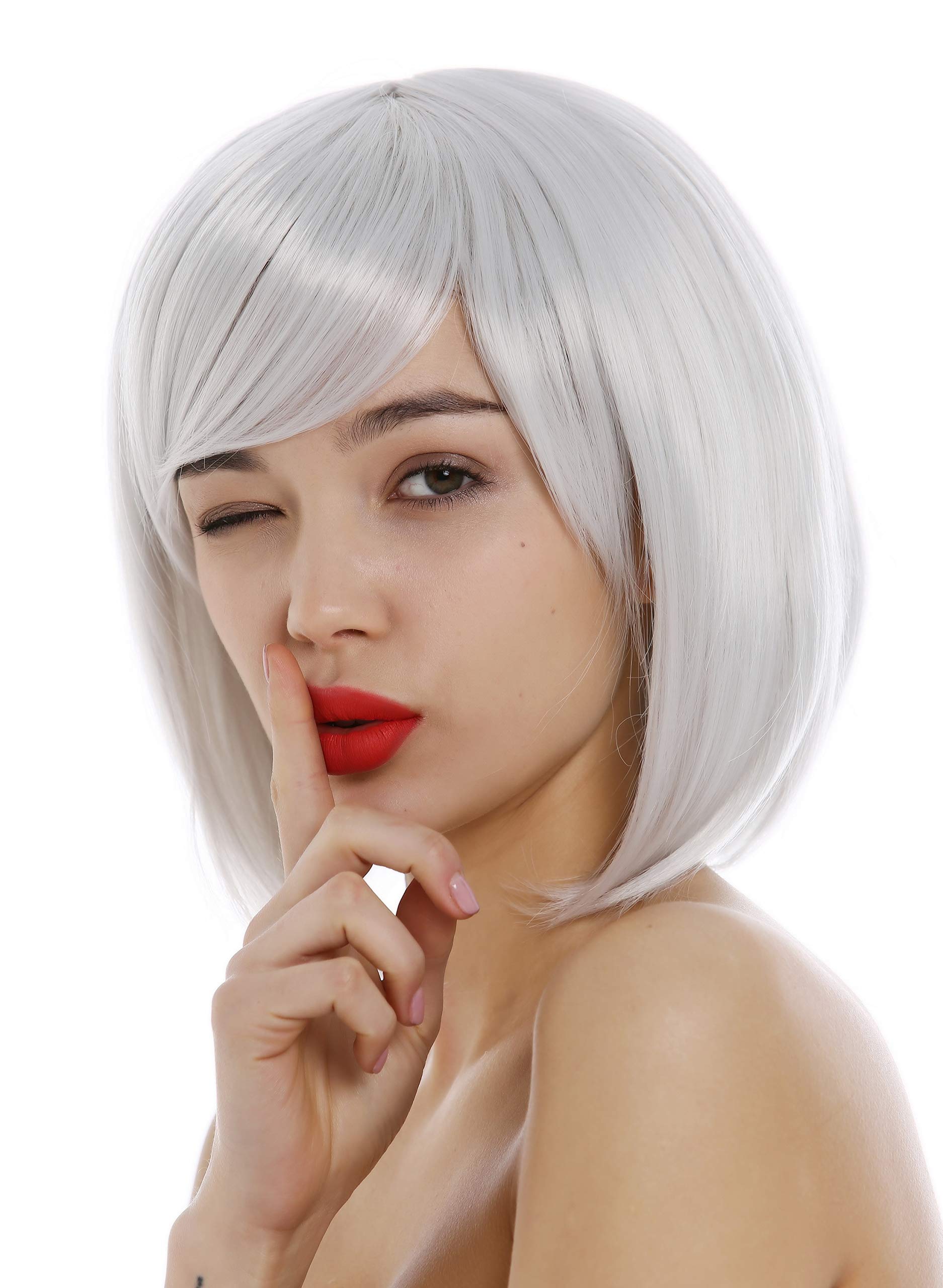 WIG ME UP - 1215-001 Lady Wig short frayed Bob style parting very light whiteish gray