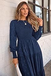 PRETTYGARDEN Women's Fall Spring Midi Dress Long
