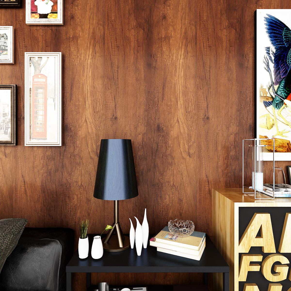 Livelynine 36 x197 Inch Wide Wood Contact Paper Peel and Stick Countertops Waterproof Brown Wood Grain Vinyl Wrap for Cabinets Kitchen Counter Top Self Adhesive Wallpaper Apartment Friendly Desk Cover