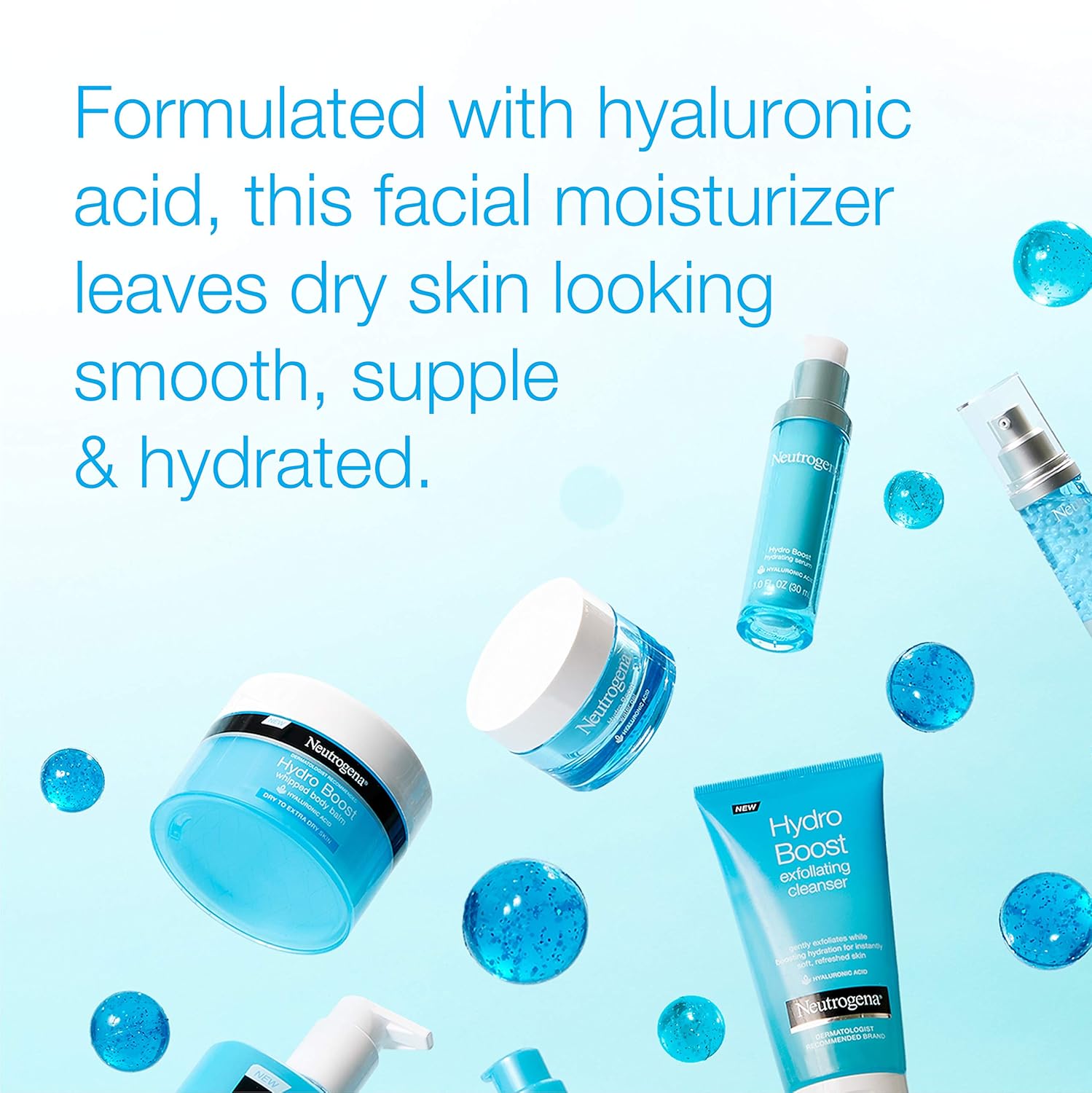 Neutrogena Hydro Boost Hyaluronic Acid Hydrating Gel-Cream Face Moisturizer to Hydrate & Smooth Extra-Dry Skin, Oil-Free, Fragrance-Free, Non-Comedogenic & Dye-Free Face Lotion, 1.7 oz: Prime Pantry