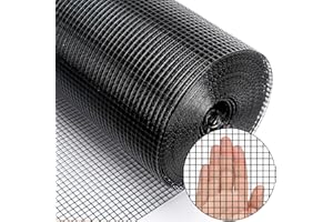 Zevemomo 36" x 50' 1/4inch PVC Hardware Cloth Vinyl Coated Chicken Wire Fence Galvanized Welded Mesh Roll for Home Garden Rabbit Cage, Black