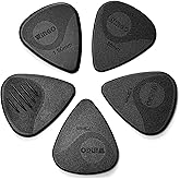 WINGO Guitar Picks with Grip Stamped, Non Slip Picks 5 Pack (073, 088, 1.0, 1.25, 1.5mm) for Acoustic Electric Guitar Bass- B