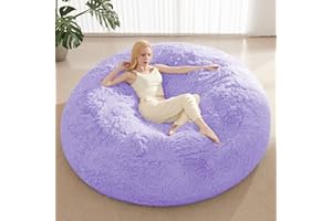 ODreamyDogs Bean Bag Cover (No Filler), Faux Fur Beanbag Chairs Covers Only, Stuffed Animal Storage Bean Bag, Giant Washable Beanbag Cover Without Filling, 5FT, Purple