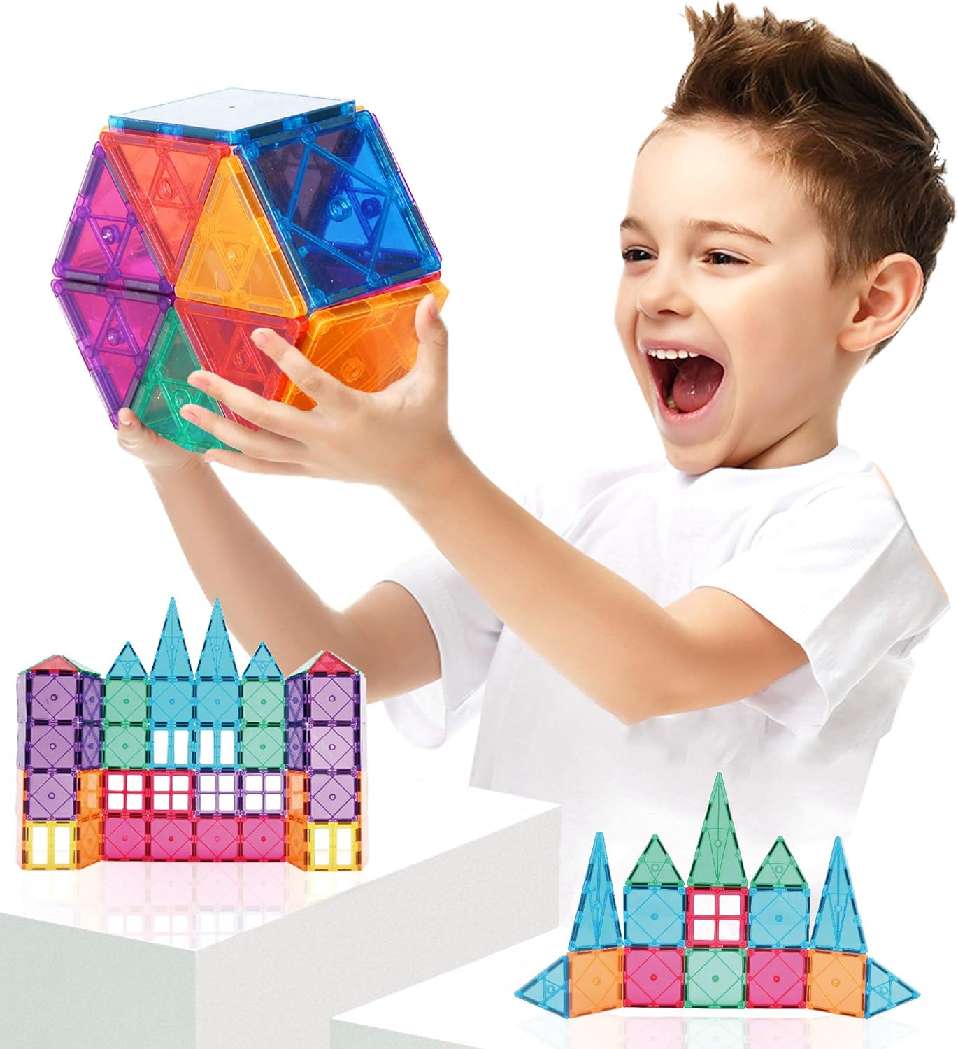 KIDDYCOLOR 105Pcs 3D Magnet Building Tiles, Construction Toys for Kids, Magnetic Building Blocks Set for Boys/Girls, Educational STEM Toys: Toys & Games