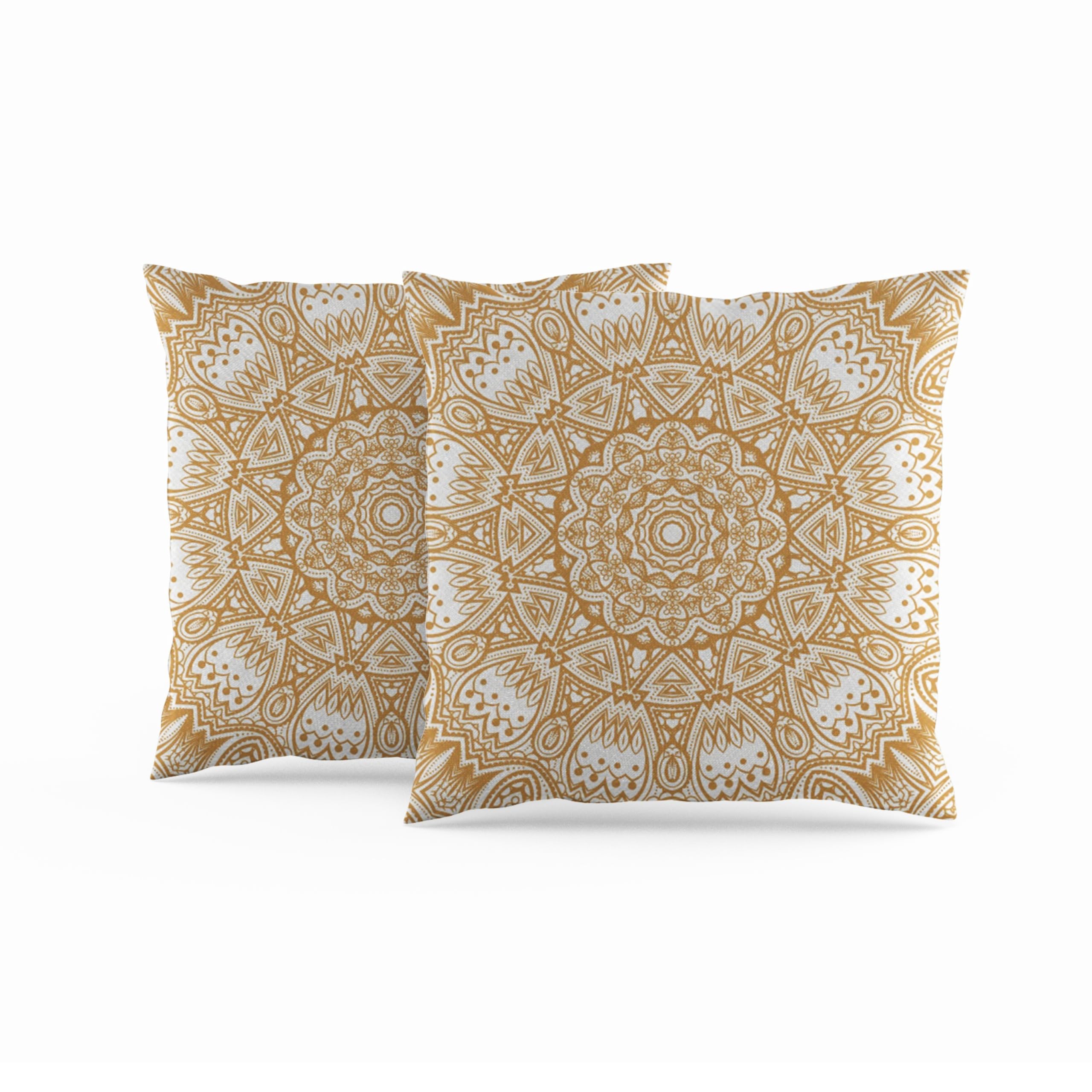 ggaimwf Moroccan Cushion Covers 60x60cm Yellow Ethnic Boho Cushions Indian Style Abstract Mandala Arabesque Meditation Hippie Modern Throw Pillow Cover for Sofa Living Room Bed Pillowcase Set of 2