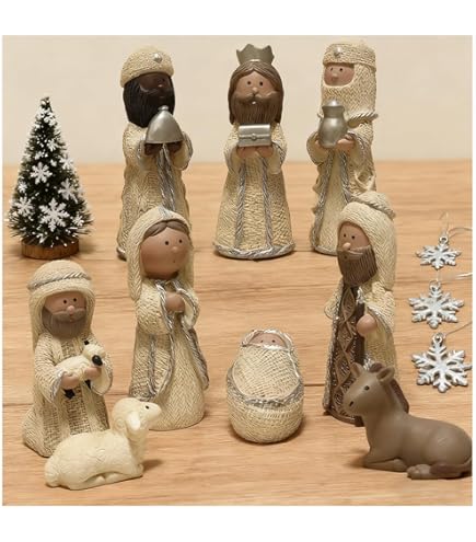 Amazon.com: 11-piece Faux Knit Style Holy Family Resin Christmas