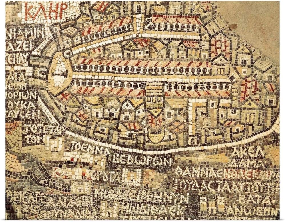 GREATBIGCANVAS Basilica of Saint George. Jerusalem (6th c.) The Oldest existing map of Palestine Poster Print.
