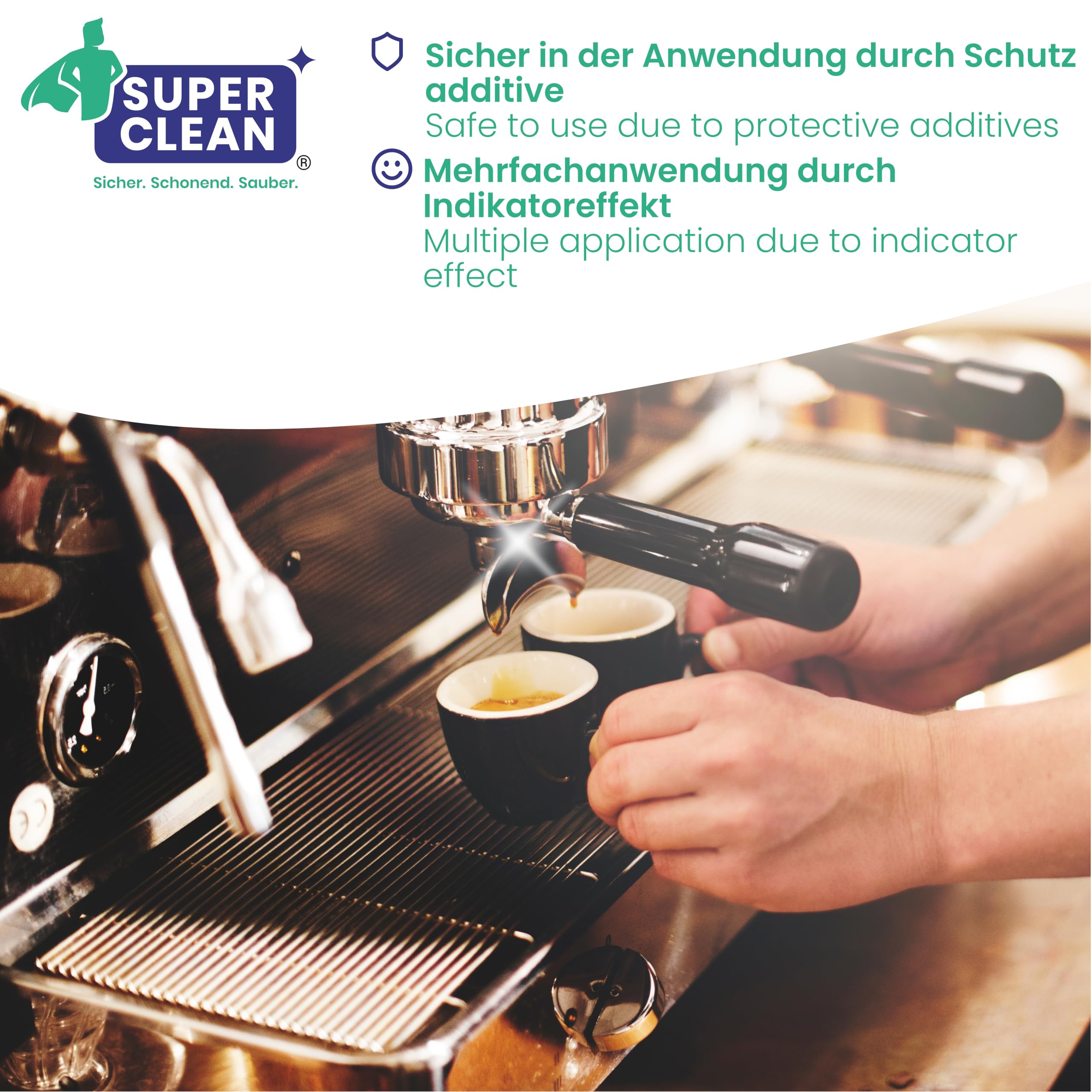 SUPER CLEAN 1 x 1L Entkalker Konzentrat Kaffeevollautomat - Flüssig - Für alle Maschinen & Marken - 10 x Entkalkung - Effektiver Flüssigentkalker von Kaffeemaschinen, Wasserkocher & Duschen 6
