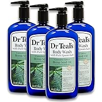 Dr Teal's Body Wash with Pure Epsom Salt, Cannabis Sativa Hemp Seed Oil, 24 fl oz (Pack of 4)