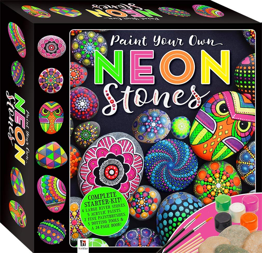 Hinkler Paint Your Own Neon Stones Rock Painting Kit |Creative Kids Arts and Crafts | Art Projects Kits for Adults | Painting Sets