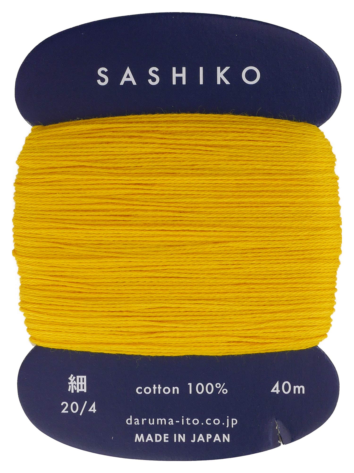 Sashiko Thread Cotton 204 Sunflower Yellow Thin 20/4 40m Card Japanese Embroidery Daruma Yokota Made in Japan — image 1