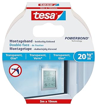 tesa Montageband für transparente Oberflächen und Glas, 5m x 19mm