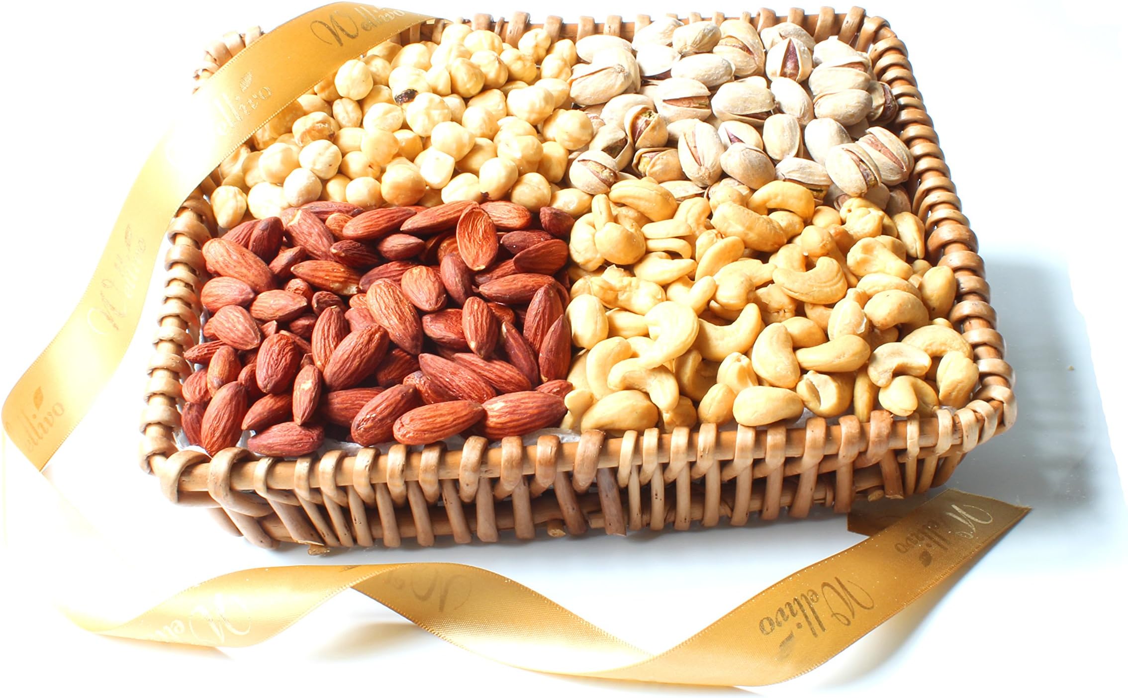 Wellivo Joie Nuts Selection Gift Basket 900 g - Nuts Gift Box Platter of Assorted Lemon Flavored Almonds, Roasted Salted Pistachios, Cashews and Hazelnuts