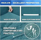 MAXIJIN Newest Jacquard Sofa Cover 2 Seater Peacock Blue Non Slip view 4