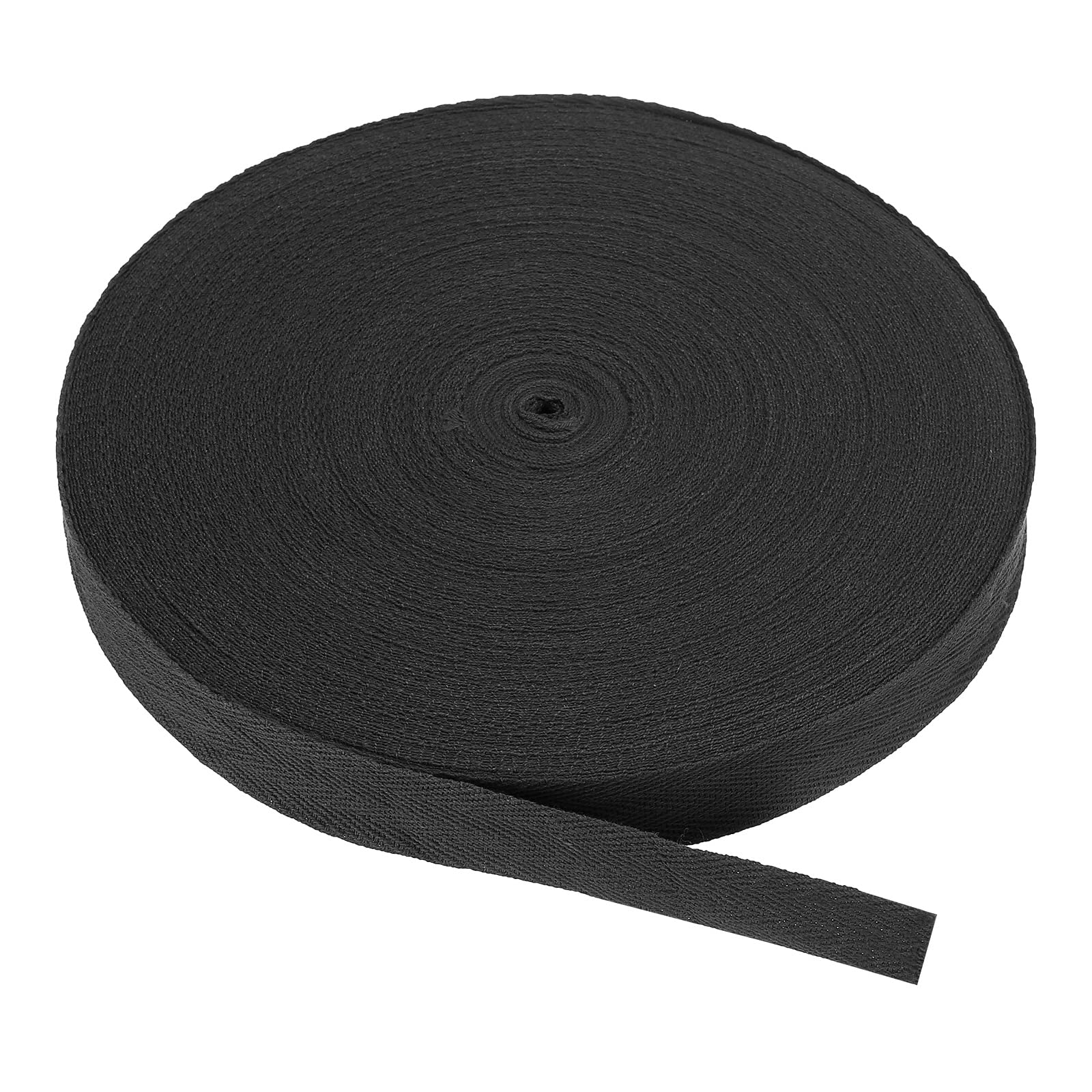 PATIKIL Cotton Twill Tape 20mm(3/4 Inch) 50 Yards Cotton Ribbon Bias Binding Tape Herringbone Webbing Trim for Sewing Gift Wrapping Craft DIY Black — image 1