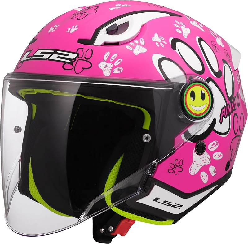 , Casco Moto Jet para Niños FUNNY II PAWS Gloss Pink, L