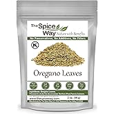 The Spice Way Oregano Leaves - (2 oz) dried oregano herb leaf | Oregano leaves for tomato sauces, pizza, roasted vegetables, beans and dressings; Kosher Certified; Resealable Bag