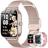 Smart Watch for Women, 1.85"HD Fitness Tracker (Answer/Make Call/Messages), 130+ Sport Modes with 24/7 Heart Rate/Sleep Monitor/Pedometer, IP68 Waterproof, Smartwatche for Android&iOS (Rose Gold)