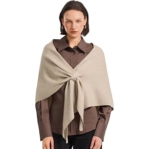 PULI Women Triangle Pashmina Shawl Wraps for Evening Dress Wedding | Pull Through Slot Locks The Drape for Desk Flight and Fo