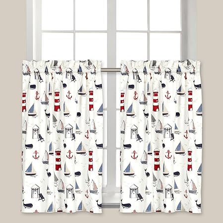 Cackleberry Home Nautical Ocean Cafe Curtains 28 Inches W X 31