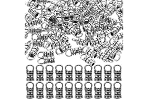 HEALLILY 100pcs Metal Ends Cord Caps Fasteners Clasp Leather Cord Finding Kit for Jewelry Tassel Bracelet Making 2mm Holes