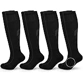 Hryrbay 4 Pairs Kids Cotton Soccer Socks Cushion Striped Baseball Uniform Boys World Cup Sock Toddler Girls Knee High Socks