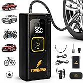 Dual Power Tire Inflator Portable Air Compressor - 5X Faster 160 PSI Cordless Air Pump for Car Tires, Truck, SUV - 7500mAh & 12V DC Powered with Digital Gauge, LED Light & Auto Shut-Off, With Case