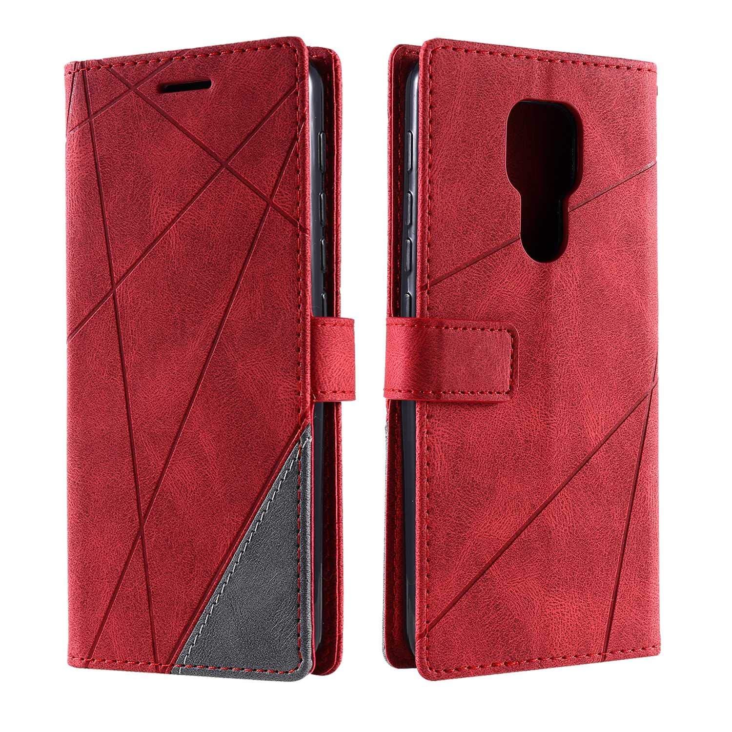 SONWO Case for Moto G9 Play, PU Leather Wallet Magnetic Protective Case Cover for Moto G9 Play, Red