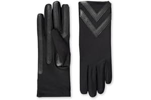 isotoner womens Spandex Touchscreen Cold Weather Gloves With Warm Fleece Lining and Chevron Details