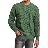 Men's Knit Sweater Crewneck Loose Fit Casual Twist Patterned Textured Long Sleeve Cable Knitted Pullover