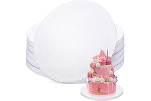 Yimomoyi 5 Pcs Round Cake Board White Cake Board 12 Inch Round, White Cake Board 12mm Thick Cake Drum Board, Cake Boards Reus